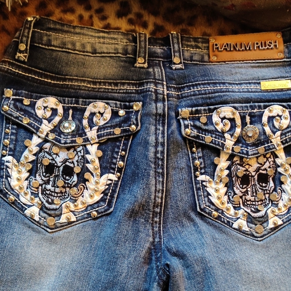 Blue Embellished Women's Jeans